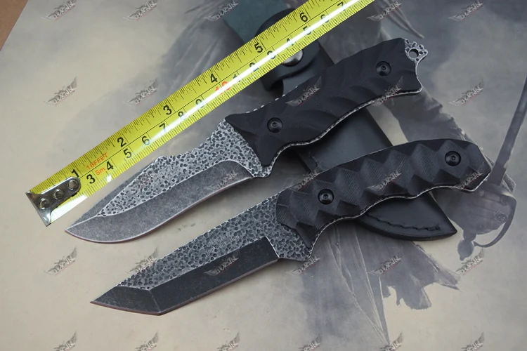 c.Jul.HERBERTZ 9Cr18Mov Steel Fixed Hunting Knife Black Stone Washing