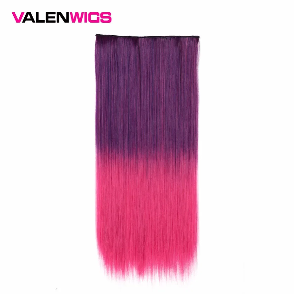 Valen Wigs Synthetic Full Head Long Omber Clip In Hair Extensions One