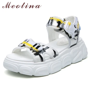 

Meotina Women Sandals Sneakers Summer Shoes Mixed Colors Flat Platform Shoes Casual Open Toe Ladies Sandals Creepers Size 35-39