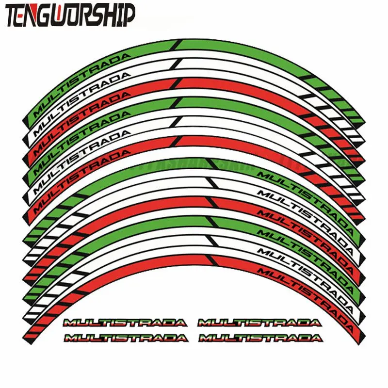 12 X толстый край внешний обод Стикеры колеса нашивки наклейки подходят все DUCATI MULTISTRADA 950 - Цвет: MULTISTRADA-02