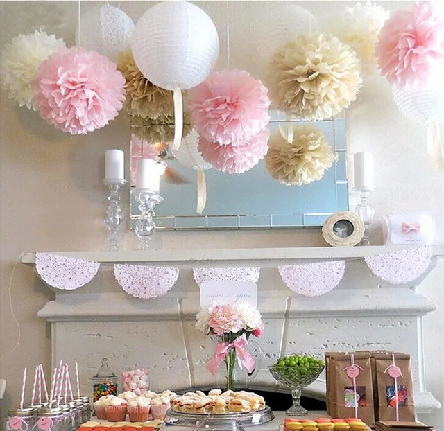 3 Gold Wedding Engagement Party Hanging Fluffy Tissue Paper Ball