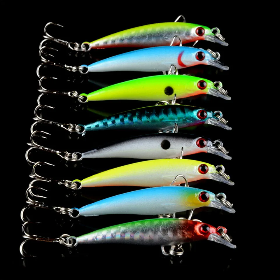 

New Arrival 8pcs Lot Iscas Artificiais Minnow Lures 3d Eyes Small Crankbait Fishing Lure 5cm/2.9g
