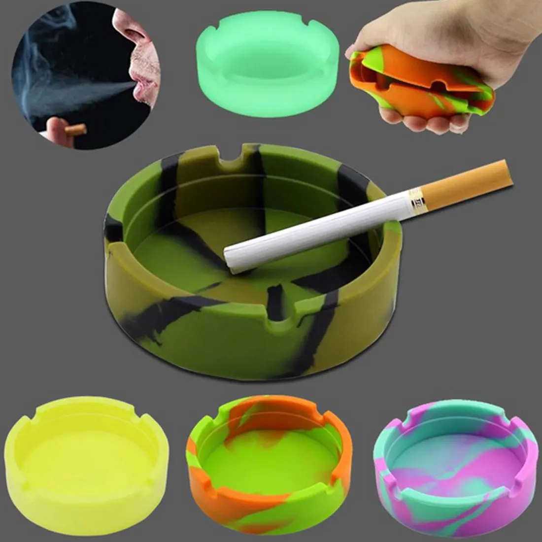 Портативный Анти-скальдинг держатель для сигарет многоцветный экологичный силиконовый мягкий круглая пепельница держатель лотка