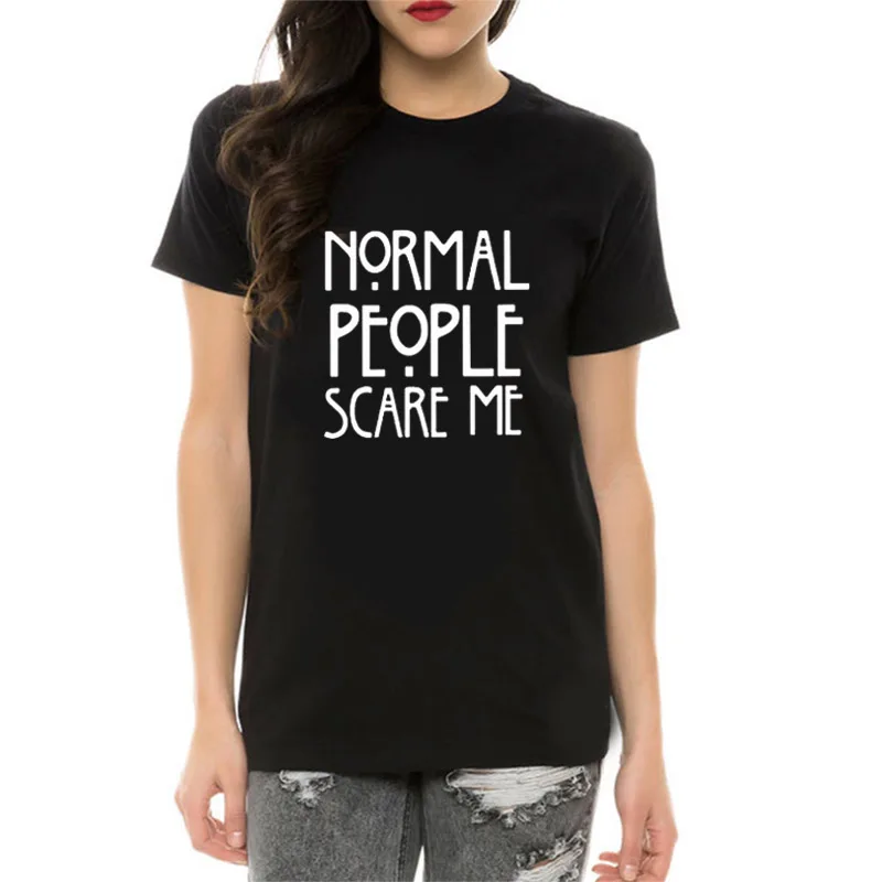 Women Maroon T-shirt Cotton Normal People Scare Me Printed Funny Tshirt Women Short Sleeve Summer Tumblr Tops Camisetas Mujer HTB15 GfzyOYBuNjSsD4q6zSkFXaP - Women Maroon T-shirt Cotton Normal People Scare Me Printed Funny Tshirt Women Short Sleeve Summer Tumblr Tops Camisetas Mujer