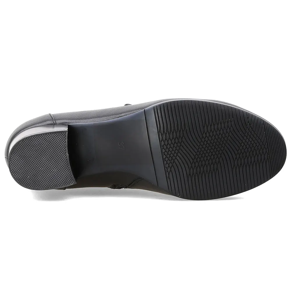 Cómodo Étnica Mujer Cuero Auténtico Botas Abuela Bling 2018 Negro Zapatos Chunky Botines Ancho Mamá Mebi XqpwAW