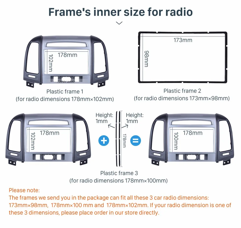 Seicane In Dash 2 DIN Автомобильная стереофоническая панель радио установка рамка Dash ободок отделка комплект для 2006 2007 2008-2012 HYUNDAI SANTAFE