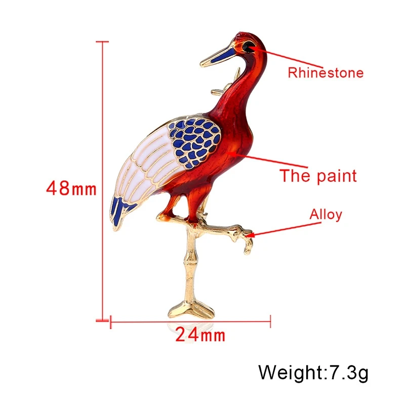 Skute, модная, ручная работа, милый фламинго, брошь на булавке для женщин и мужчин, эмаль, булавка, кристалл, птица, животное, брошь, стразы, ювелирное изделие, подарки