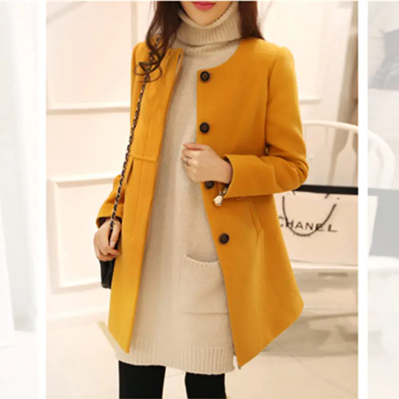 Женское пальто размера плюс, зимнее женское пальто, элегантное модное офисное женское однобортное пальто с круглым вырезом 5XL