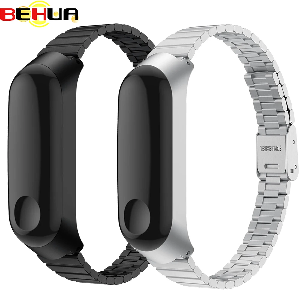

Stainless steel wrist strap for xiaomi mi band 3 metal watch band with case smart bracelet miband 3 belt replaceable watch strap