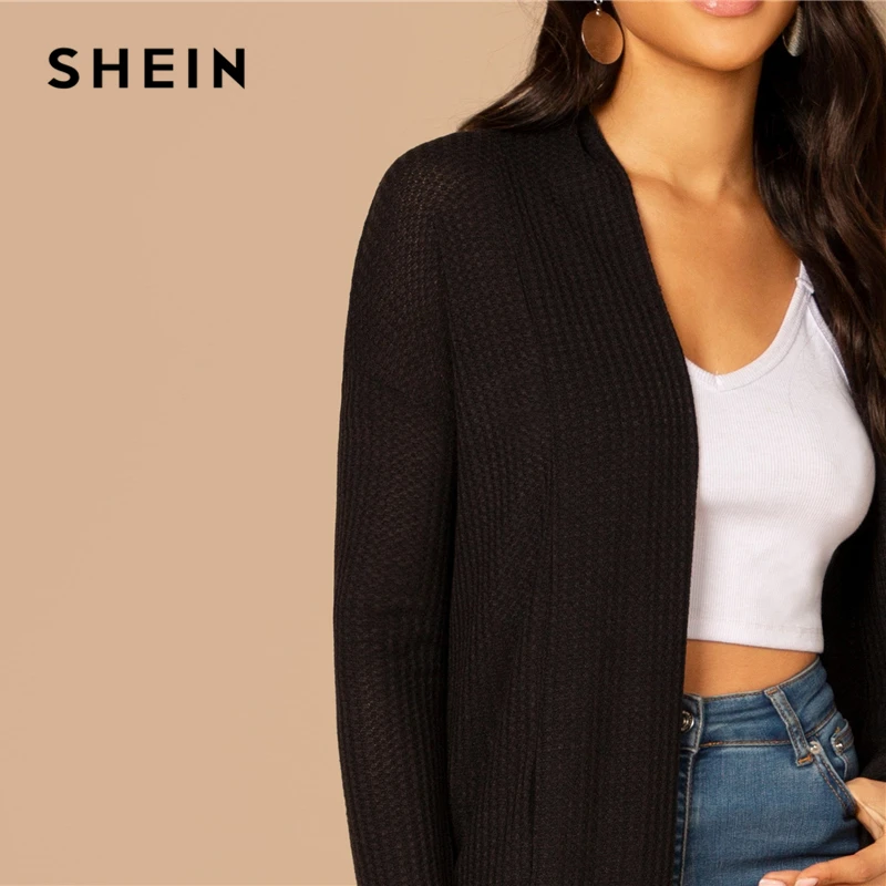 SHEIN Длинный Демисезонный Кардиган Повседневный С Длинными Рукавами|Плащи и
