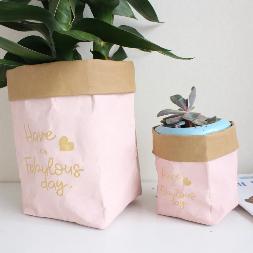 

Washable Kraft Paper Bag Multifunction Shimmering Reuse Storage Bag Pots For Plant Flowers Home Decor Clothing Toy Organizer