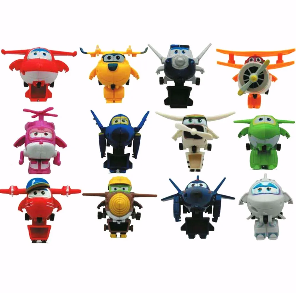 

12pcs/Set Super Wings Action Figure Toys Mini Airplane Robot Superwings Transformation Anime Cartoon Toys For Children Boys Gift