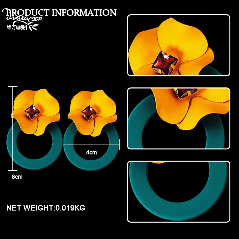 Dvacaman, весна, новые трендовые серьги в стиле бохо с большим цветком, женские свадебные ювелирные изделия с кристаллами, круглые висячие серьги в321