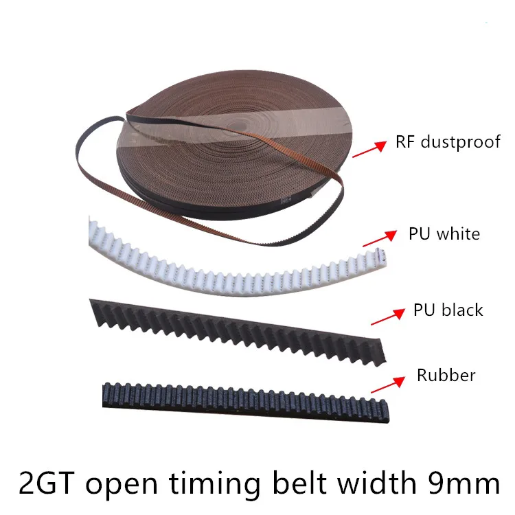 

3d printer 2GT Polyurethane steel wire rubber dustproof open ended belt timing width 9mm GT2 linear motion PU