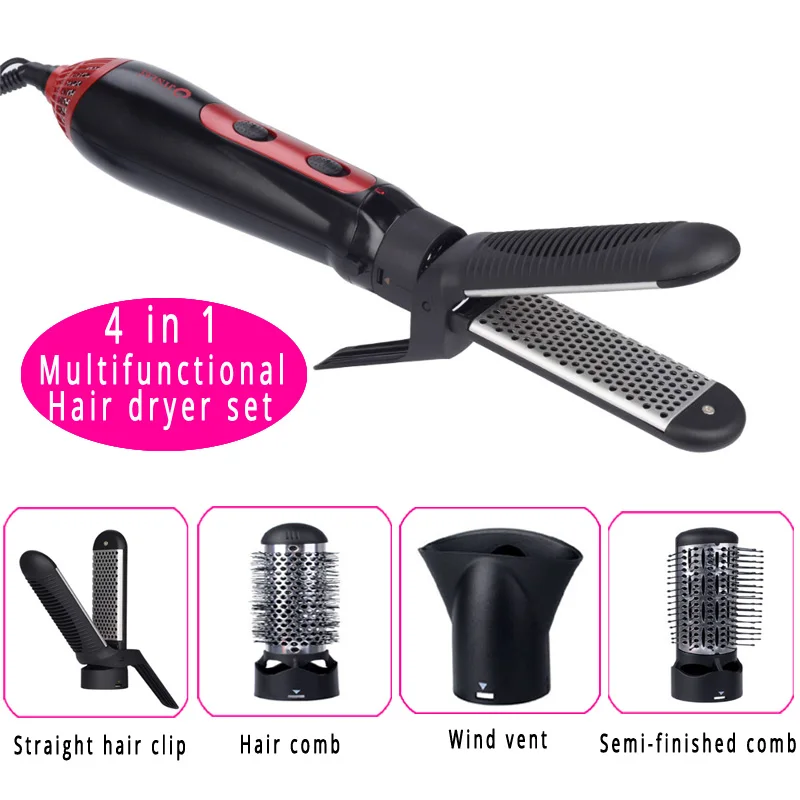 

SPHUI 4 In 1 Multifunction Hair Dryer Hairstyling Tools Blow Dryer Hair Curler Curling Straightening Comb Brush Hairdressing Set