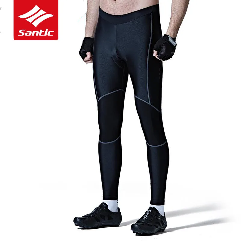 Santic Men Cycling Pants Quick Dry Spring Autumn 4D Padded Cushion Tights Black