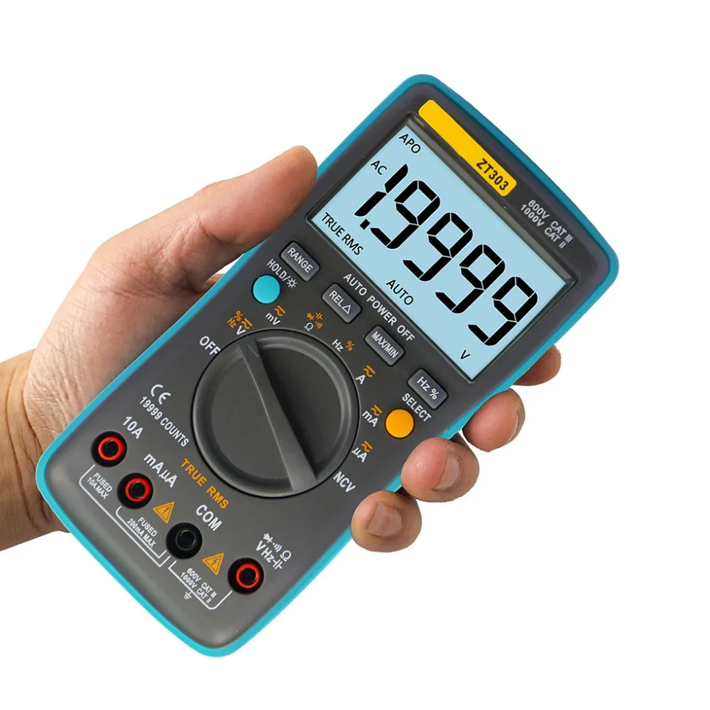 19999 Counts Digital Multimeter Hand-held Multimetro LCD Display Backlight AC DC Voltage Ammeter Current Ohm 19999 Counts Digital Multimeter Hand-held Multimetro LCD Display Backlight AC DC Voltage Ammeter Current Ohm