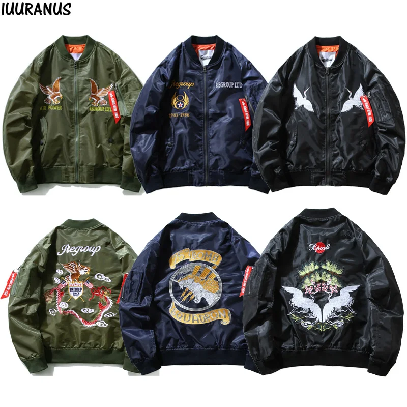 

IUURANUS Embroidery Jackets Ma-1 Navy Seal Souvenir Bomber Jacket Japan Military Air Force ArmyGreen Pink MA-1 Souvenir Jackets