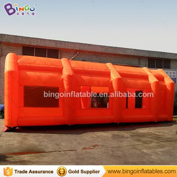 

Custom made 10X5X3.5 meters portable inflatable spray paint tent / orange inflatable paint booth for sale toy tents