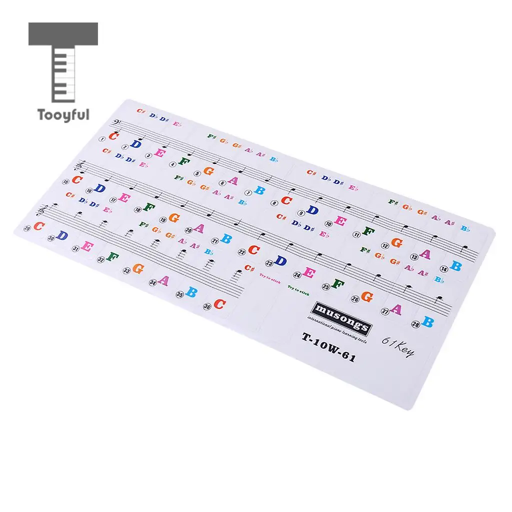 Tooyful 61 Key Piano Electronic Keyboard Sticker Letter Decal for Beginner Amateur Piano Practice Accessory 23.5 x 11.5cm