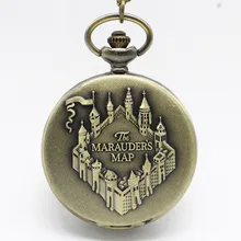 Бронзовые Мародеры Карта узор кварцевые карманные часы с подвеской ожерелье мужские Wo мужские часы подарок XH3001