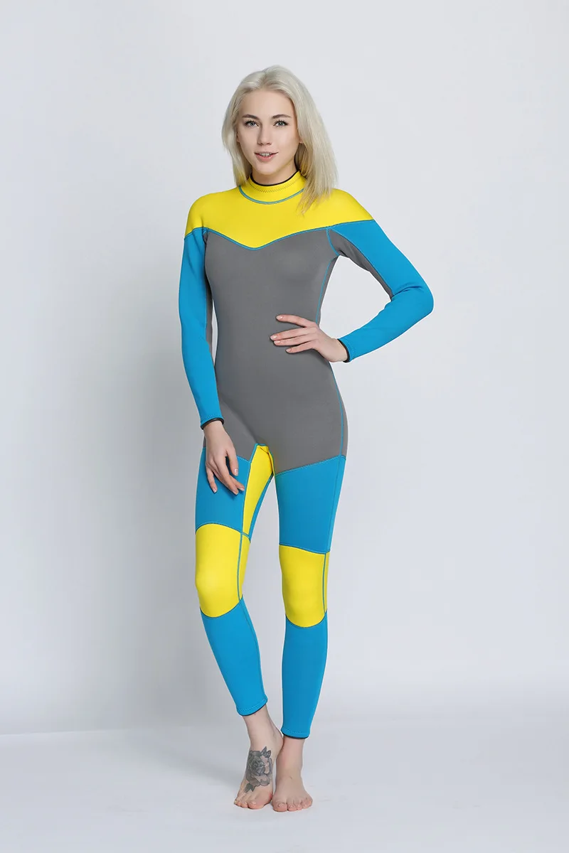 

2018 Women Wetsuit One piece 3mm Neoprene Swimsuit Dive Surf Swim Suit Swimwear Spearfishing Long sleeve Beach Wear Triathlon