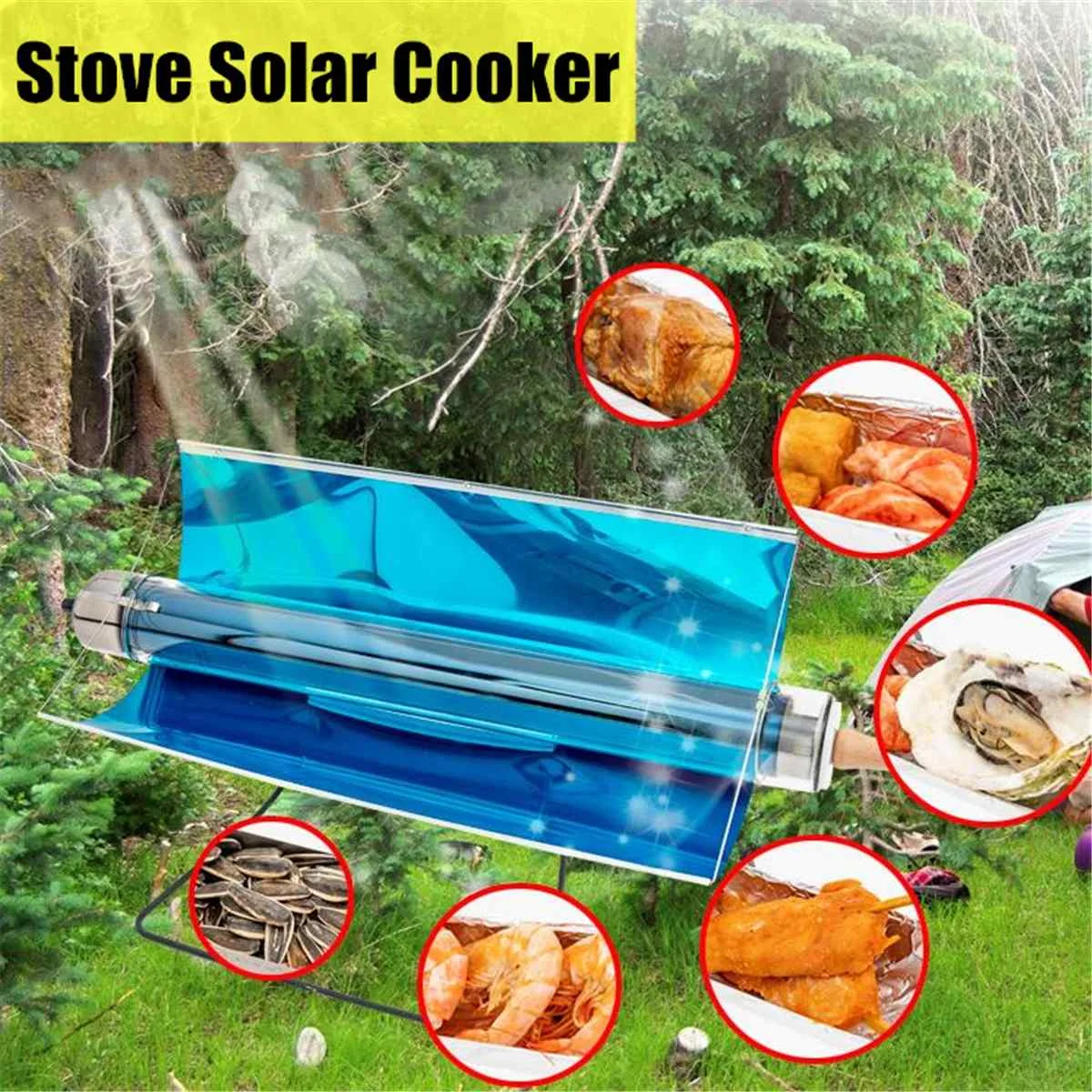 

Portable HOT Folding Stove Solar Cooker Oven Fuel Free Picnic Cooking Barbecue Food Camping Hiking Outdoor BBQ Grill 75X35X35cm