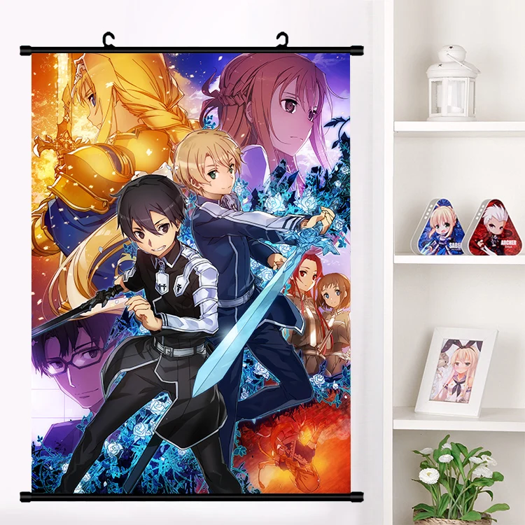 Аниме меч искусство онлайн Юки костюм Asuna для косплея(костюмированных игр) настенные свитки Фреска плакат Настенные подвесные плакаты украшения дома Свиток Плакат