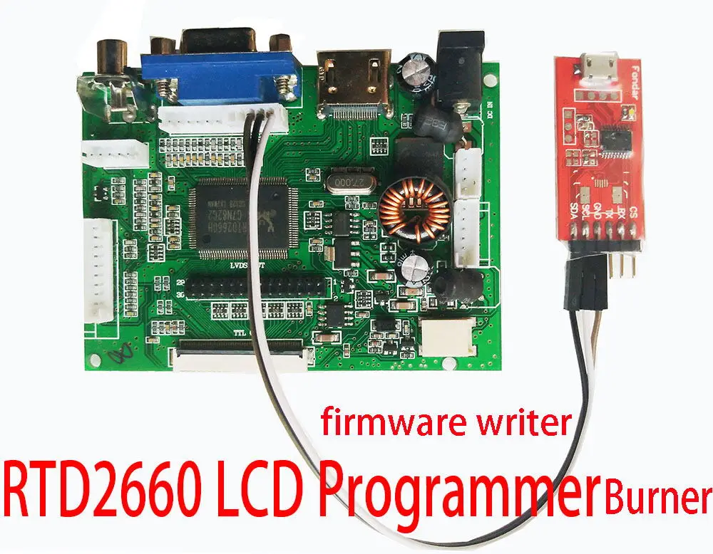 HDMI драйвер платы ttl VGA LVDS AV Универсальный с программатором USB Burnner PCB800099 - Цвет: Driver with bunner B