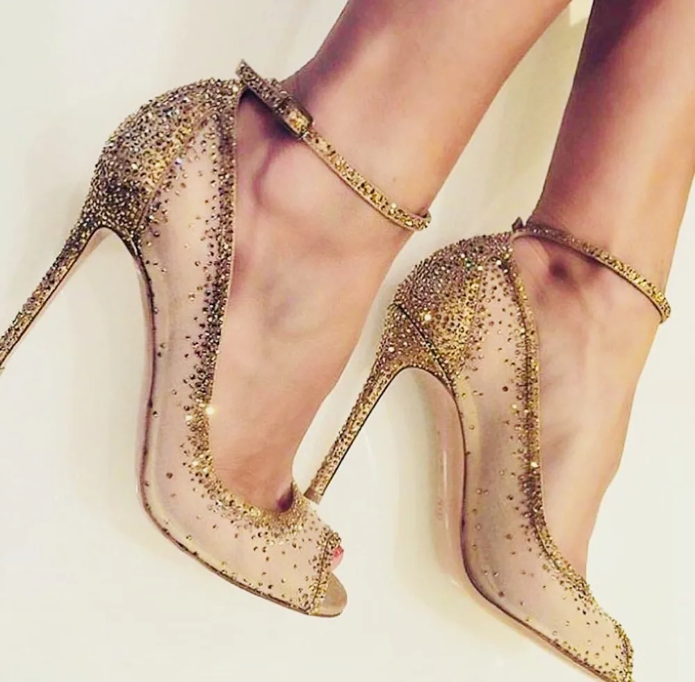 gold ankle strap heels closed toe