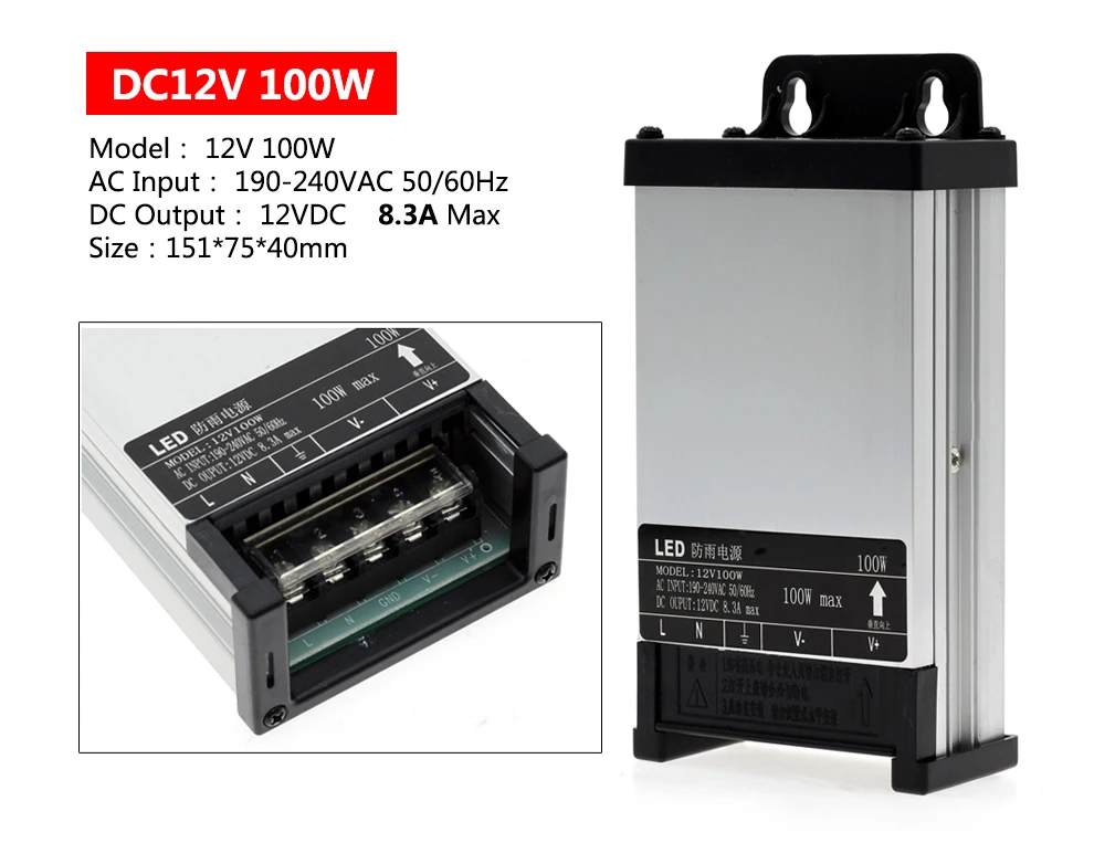 Светодиодный водонепроницаемый источник питания на открытом воздухе DC12V 60 Вт 100 Вт 200 Вт DC24V 250 Вт 400 Вт светодиодный водонепроницаемый адаптер Трансформаторы освещения