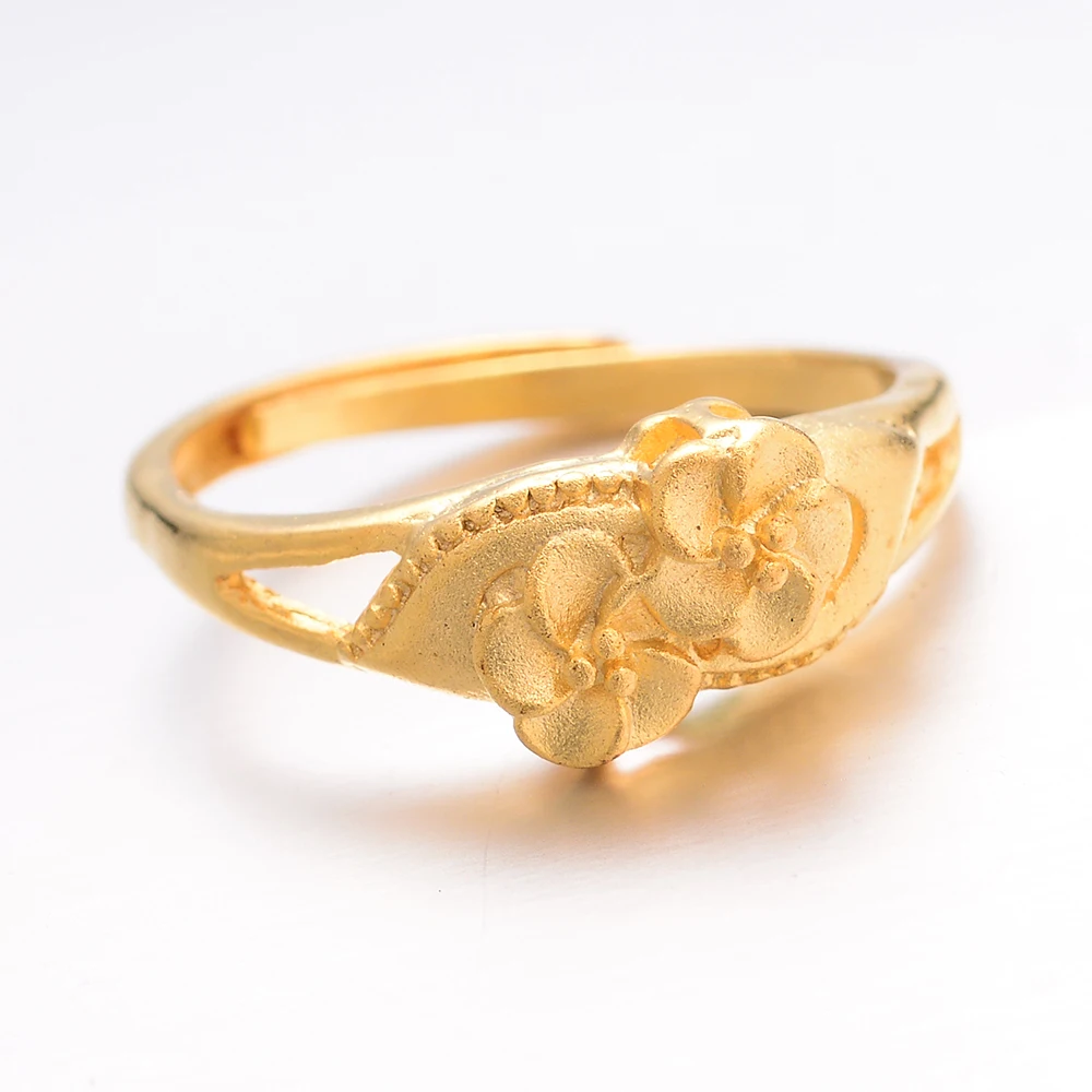 WANDO Unique Personality Flower Gold Color Ring African Wedding Celebrities Evening Party Luxury Metal girlfriend jewelry R63