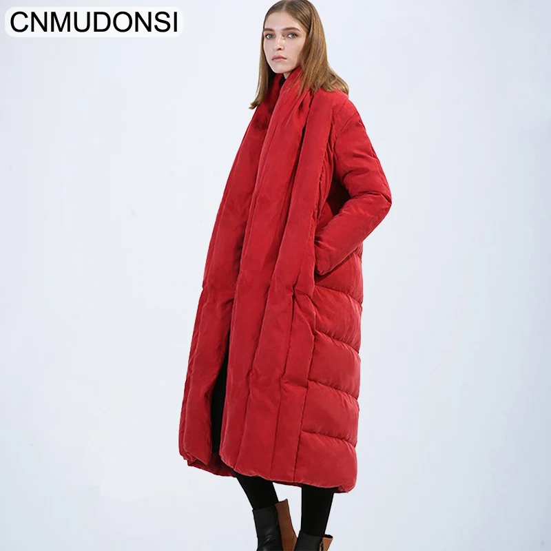 

CNMUDONSI New Fashion Oversize Large Size Loose Winter Jacket 2018 Female's Warm Batwing Sleeve Long Coat Jaqueta Feminina