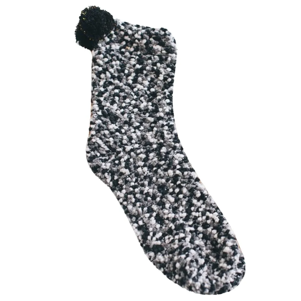 Рождественские Женские мягкие домашние носки, аксессуары, 1 пара, яркие женские пушистые носки, теплые зимние удобные носки для отдыха, рождественский подарок - Цвет: BK