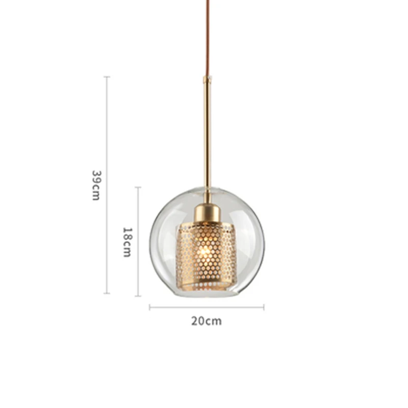 Скандинавский чердак светодиодный подвесной светильник s современный стеклянный подвесной светильник для гостиной Ресторан деко кухонный светильник подвесной светильник - Цвет корпуса: A 20CM
