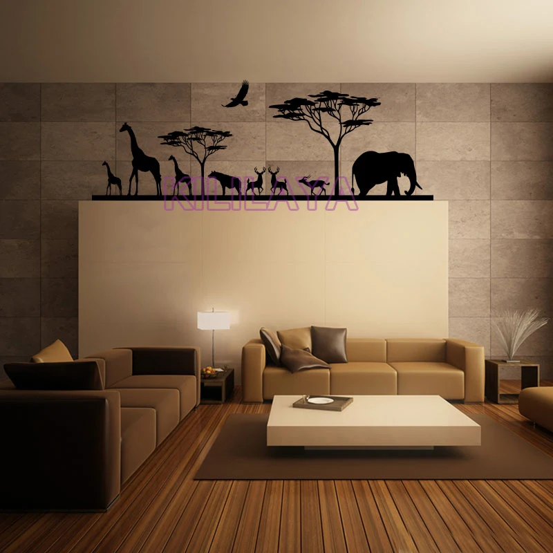 Savane Africaine Et Animaux Naturel Vinyle Stickers Muraux Stickers Muraux Decor A La Maison Papier Peint Pour Enfants Salon Decor De Nurserie Aliexpress