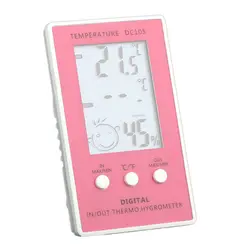 Ksol ЖК-цифровой термометр гигрометр Измеритель температуры и влажности с проводной внешних датчиков (розовый)