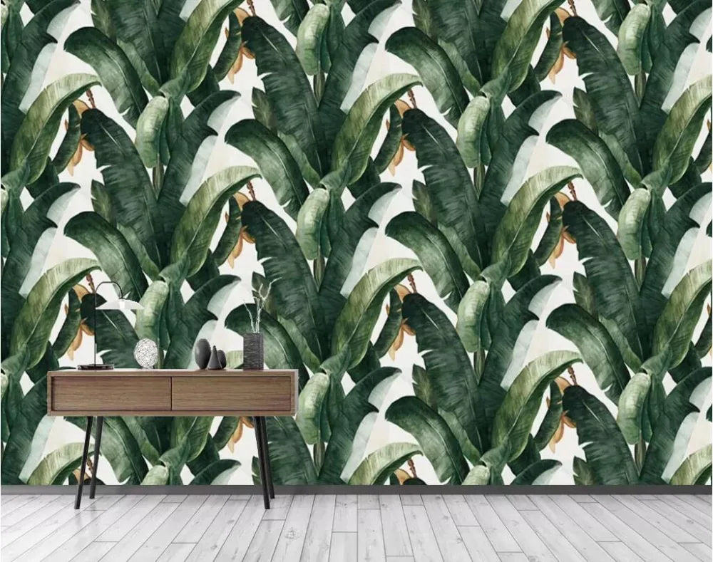 Beibehang пользовательские Обои фреска фото скандинавском стиле простой небольшой свежий тропический лес банановый лист гостиная спальня стены