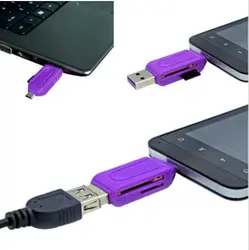 Практичное Специальное предложение 2 в 1 USB OTG кардридер Универсальный мини USB OTG TF/SD кардридер