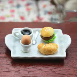 1/12 Кукольный миниатюрные аксессуары мини кофе гамбургер с пластиной имитационная модель питания игрушки для кукольного дома украшения