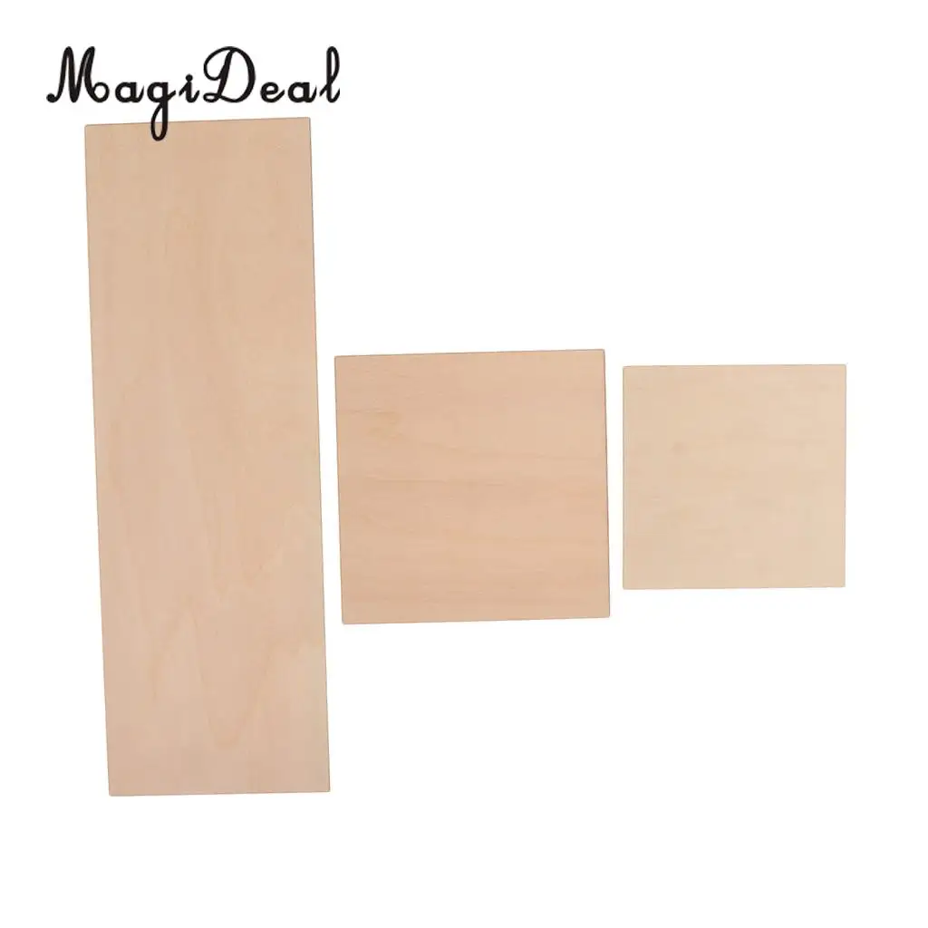 3 Sizes Square / Rectangle MDF Unfinished Wood Pieces Blank Plaque for DIY Woodwork Craft Pyrography Scrapbooking Building Model