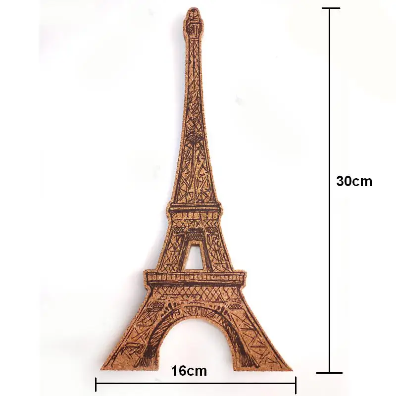Eiffel Tower DIY Cork Board Bulletin Board Message Soft Wood Wall Printed Cork Wood With Sticker