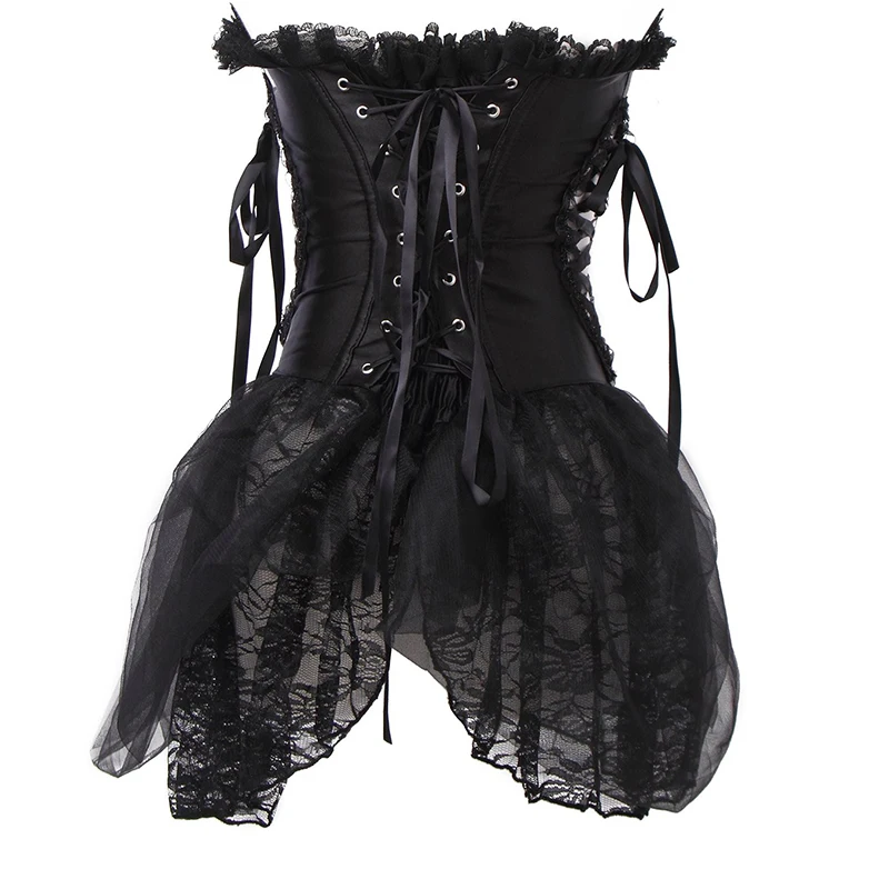 

Sexy Women's Victorian Gothic Overbust Corset Sexy Steampunk Corsets and Bustiers with Skirt Top Lace Up Corsets Dress Plus Size