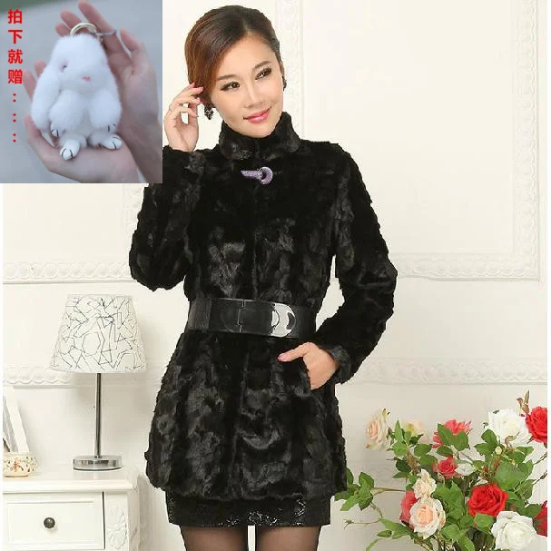 

Winter Women's Real Mink Pieces Fur Coat Outwear Oversize 6XL