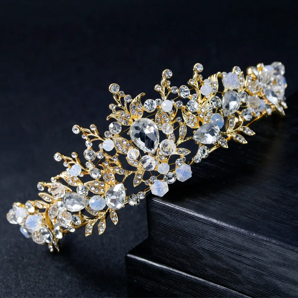

Women Wedding Tiara Pearl Jewelry Shiny Bridal Crown Tiara Hair Jewelry