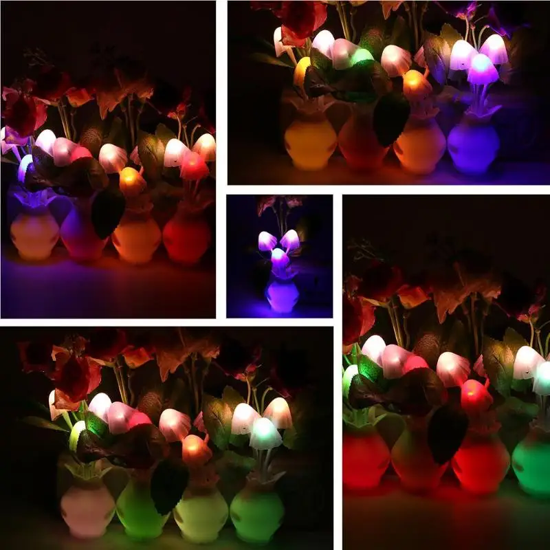 3LED красочные грибные светящиеся лампы фара ночник сенсор грибной гриб цветок