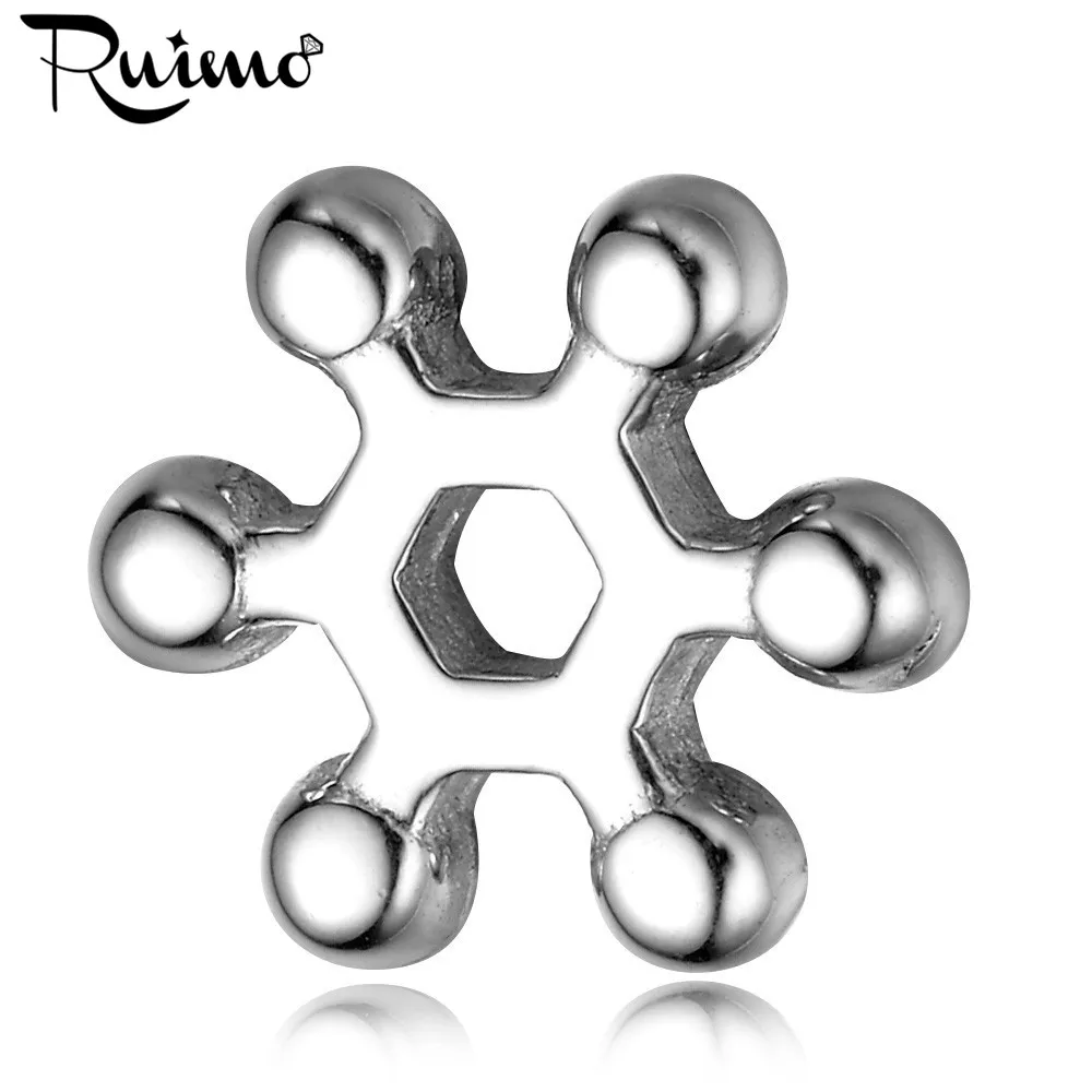 

RUIMO 316l Stainless Steel Snowflake European Hexagon 2mm Small Holes Spacer Beads Charms For DIY Bracelet Jewelry Making