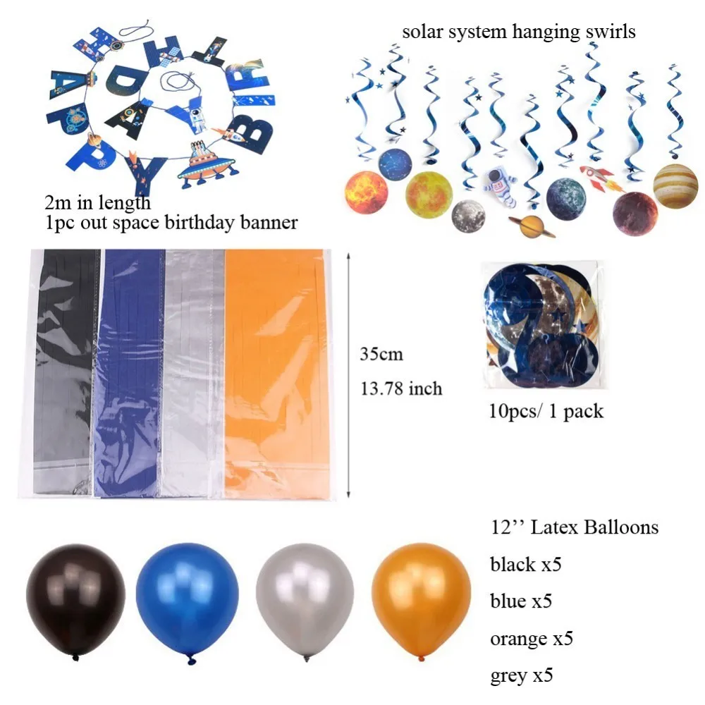 26 шт. космическая тема растительный узор с днем рождения украшения Детские шары на день рождения баннер для мальчиков товары на день рождения