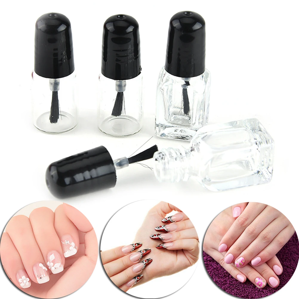 

1pc empty nail polish bottles with brush,2ml 3ml round,square refillable glass bottle package nail bottle refillable New Sale