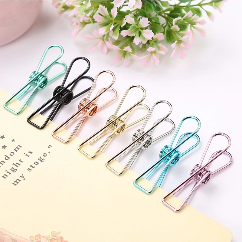 

Cute Retro Colored Metal Paper Clips Hollow Ticket File Organizer Binder Clip Elliot Folder Office School Supplies Stationery